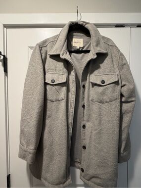 Thread & Supply Light Gray Button-Up Shirt Jacket